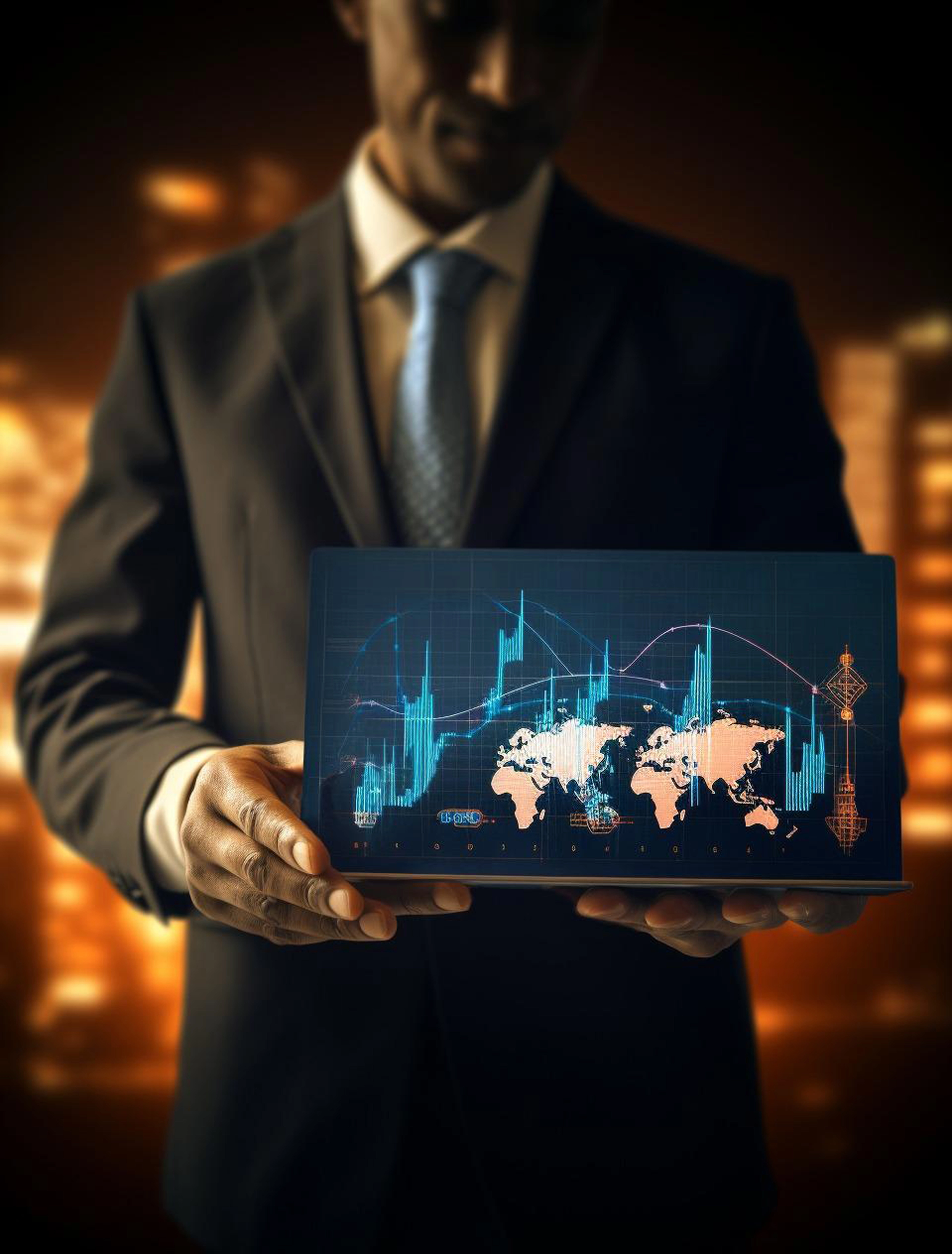 Business person in a futuristic business environment